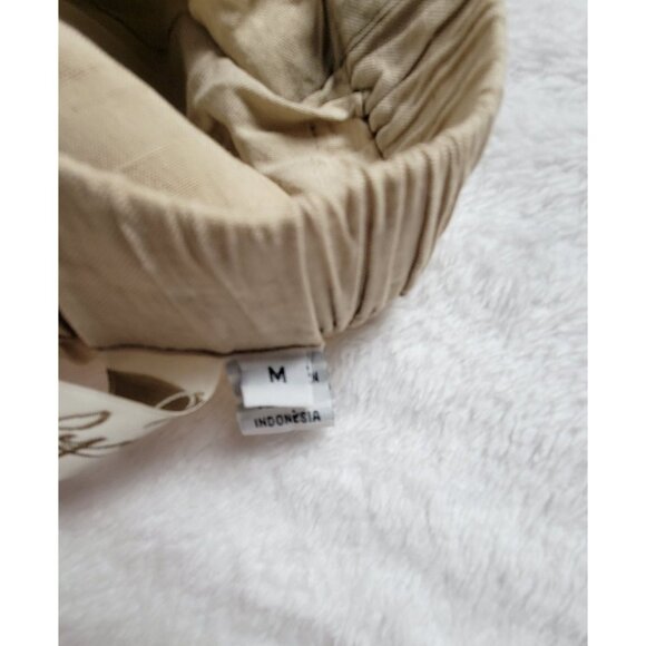 Women's Beige Elastic Waist Midi Skirt Medium Linen Blend Boho Lightweight - Picture 5 of 10